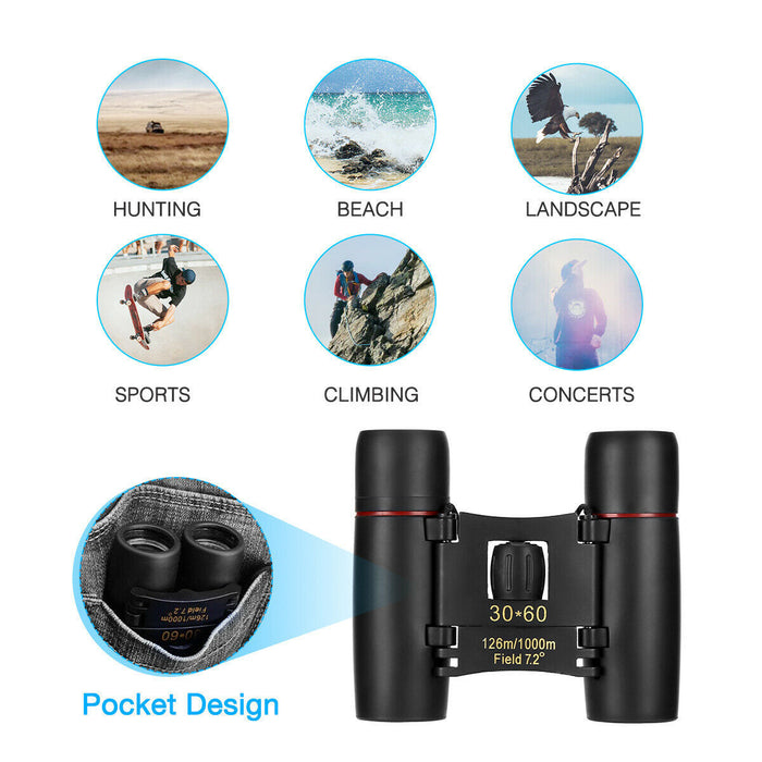 Compact 30x60 zoom binoculars for travel & outdoor use - essentialdailypicks