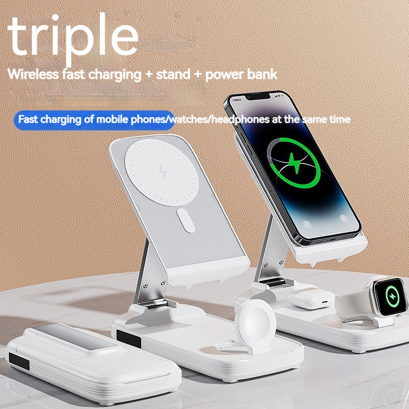 3- in -1  wireless charger, foldable stand, power bank