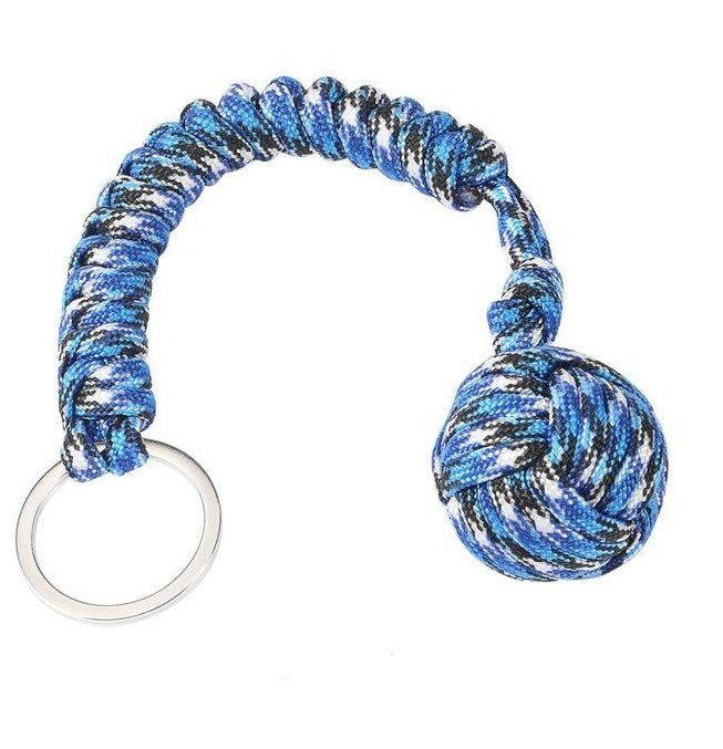 Outdoor survival keychain with steel ball & 7core rope - essentialdailypicks