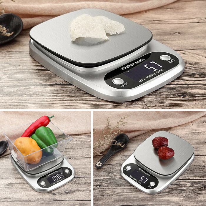 Stainless steel digital kitchen food scale, up to 22lbs - essentialdailypicks