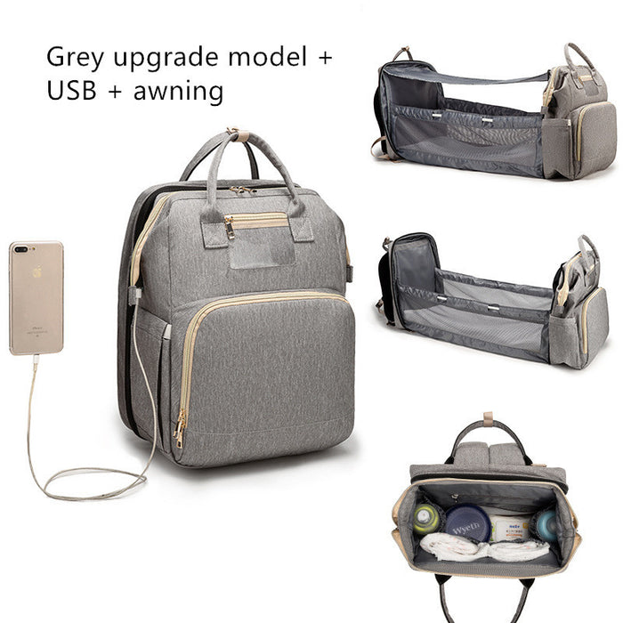 USB charging large capacity multi-functional mommy bed backpack - essentialdailypicks