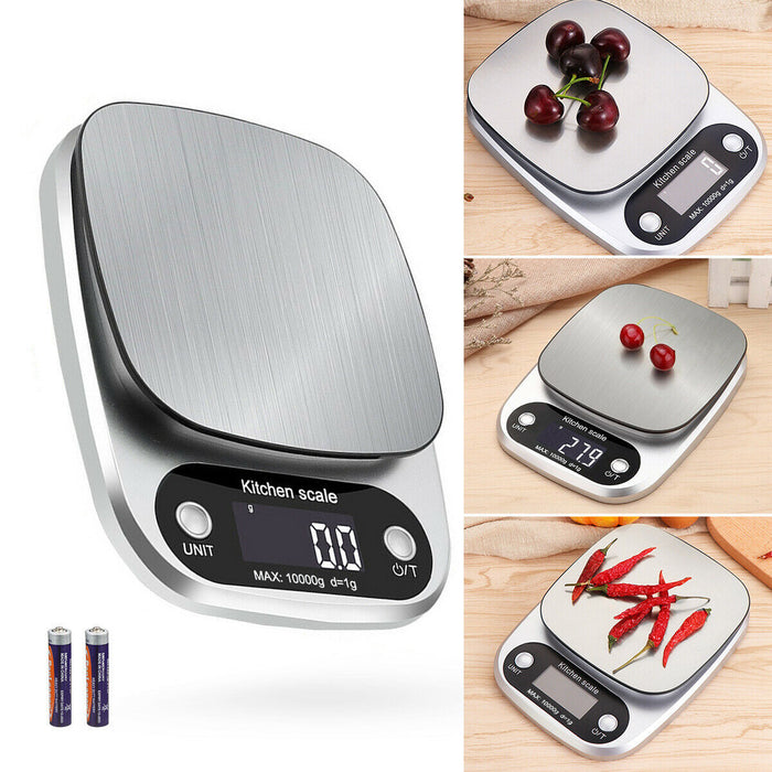 Stainless steel digital kitchen food scale, up to 22lbs - essentialdailypicks