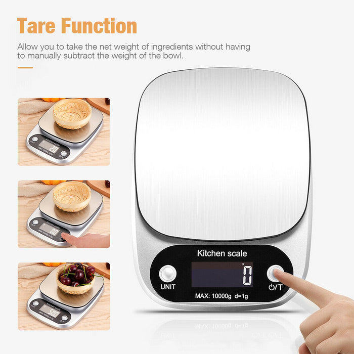 Stainless steel digital kitchen food scale, up to 22lbs - essentialdailypicks