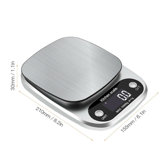 Stainless steel digital kitchen food scale, up to 22lbs - essentialdailypicks