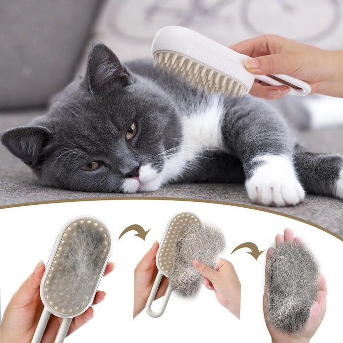 Electric steamy cat brush: 3-in-1 for grooming & massage - essentialdailypicks