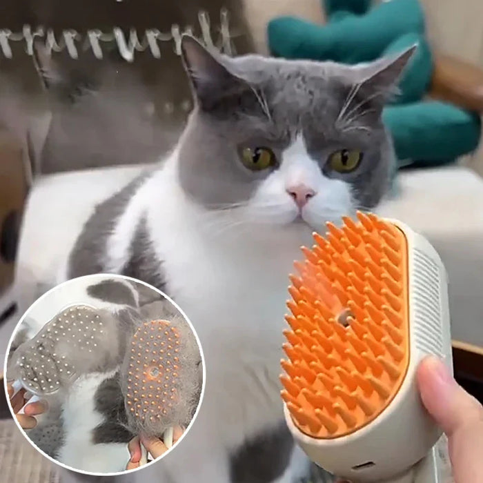 Electric steamy cat brush: 3-in-1 for grooming & massage - essentialdailypicks