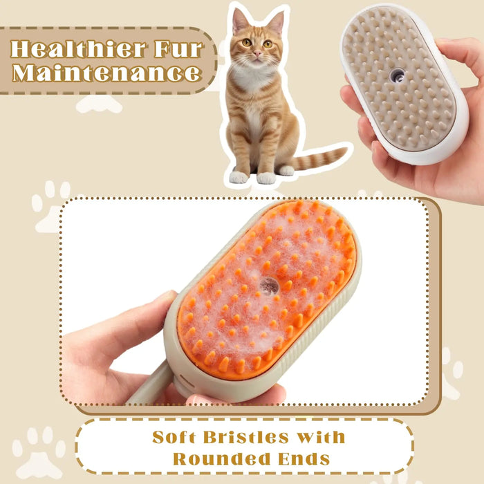 Electric steamy cat brush: 3-in-1 for grooming & massage - essentialdailypicks